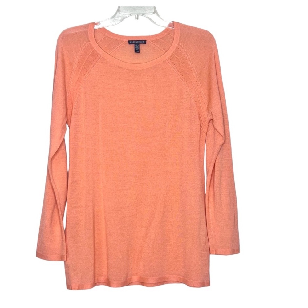 Eileen Fisher 100% Merino Wool Peach Sweater Size Medium